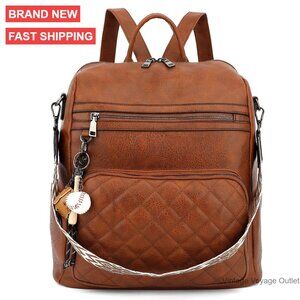 Large Leather Convertible Backpack Purse for Women Travel Work Laptop